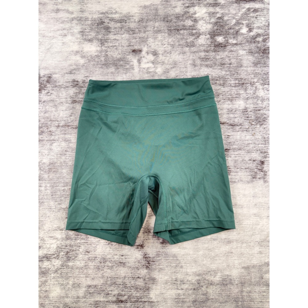Womens Forest Green Scrunch Butt High Waisted Biker Gym Shorts See Measurements